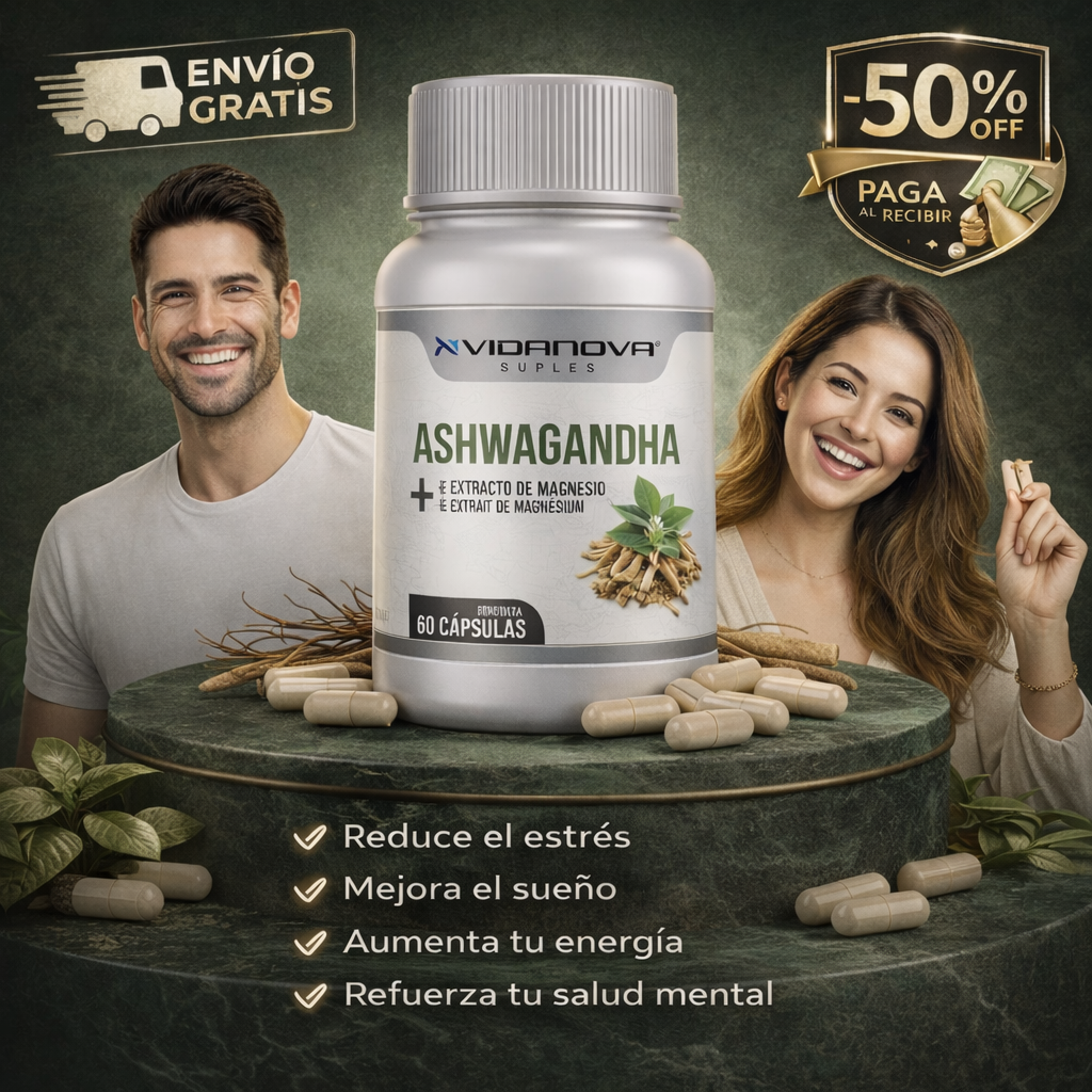 Suplemento Ashwagandha + Magnesio – Energía y Ánimo – Siéntete activo y motivado en solo 2 semanas